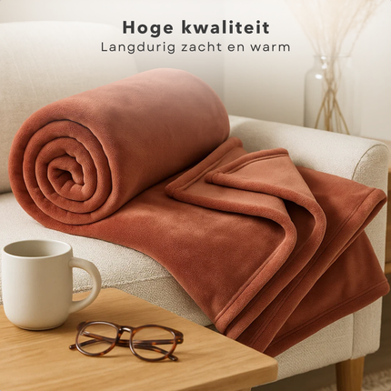 Cheqo® Fleece Deken - Plaid Flannel - Roze Fleece Deken - 150 x 200 cm - Zachte Textuur - Wasmachine Bestendig - Hoogwaardig Polyester - Gezellige Warmte - Elegante Roze Kleur - Veelzijdige Fleece Deken - Dekentje