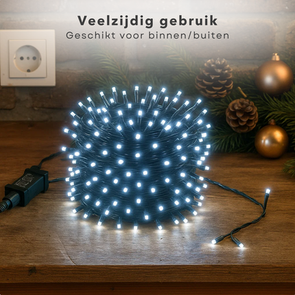 Cheqo® Kerstverlichting - Kerstlampjes - Kerstboomverlichting - 1536 LED - Wit Licht - Koelwit - Verlichte Lengte 1990 CM - 8 Lichtfuncties - Geheugenfunctie - Automatische Timer - 8 Uur aan 16 Uur Uit - IP44 Adapter - Binnen en Buiten