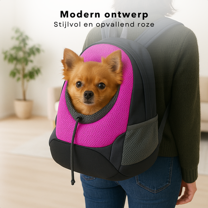 Cheqo® Honden Draagtas - Hongenrugzak - Draagzak Hond - Kleine Honden Rugzak - Dierentas - Ook voor Katten - Polyester - Roze