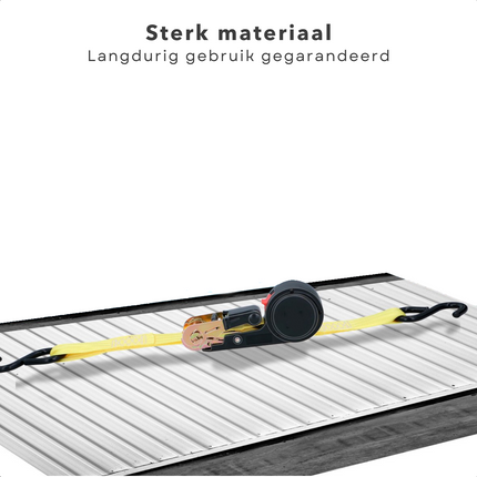 Cheqo® Nylon Spanband - 4 Meter - Sjorbanden - Bindriemen - Met Ratel - Elastische Banden - Multifunctioneel - Hoge Kwaliteit - Extra Sterk - Metalen Haak - Stevige Gesp - Max. 250KG - Verhuishulp - Nylon - Automatisch Oprolsysteem Spanbanden