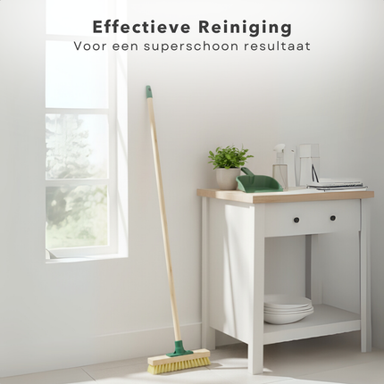 Cheqo® Schrobbezem Met Steel - Luiwagen Met Steel - Schrobborstel - Vloerschrobber - Schoonmaakbezem - Borstel Met Steel - Schrobbezem - Badkamer Borstel - Tegel Borstel - Vloerreiniging - Hygiënische Schrobbezem