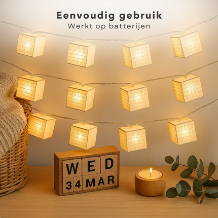 Cheqo® Lichtslinger Met LEDs - Decoratieve Verlichting op Batterij - Lichtslinger - Lange Levensduur Verlichting - Sfeerverlichting Binnen - Woonkamer Decoratie - Slaapkamer Verlichting - Kantoor Sfeerlicht