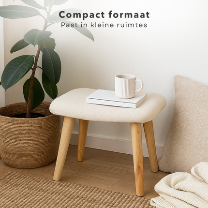 Cheqo® Krukje Wit - Houten Poten - Kruk - Stoeltje - Bijzettafel - Tafeltje - Teddy - Poef