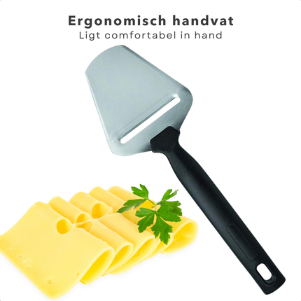 Cheqo® Kaasschaaf Zwart/RVS - Voor Jonge en Oude Kaas - Met Ophangoog - Roestvrij Staal