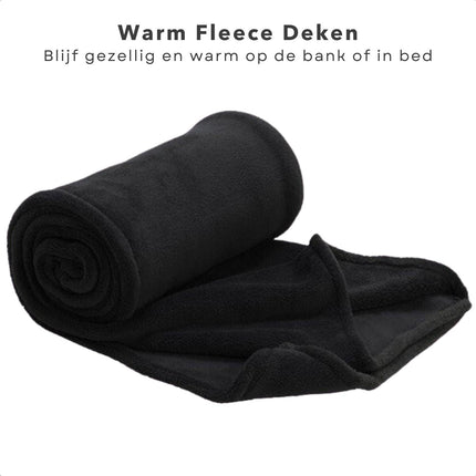 Cheqo® Fleece Deken - Groot Formaat - Wasbaar - Donkergrijs - Warmtedeken - Bovendeken - 125 x 150 cm - Polyester Fleece - Winterdeken - Warme Deken Voor Woonkamer - Fleece Plaid - Extra Comfortabel Plaids