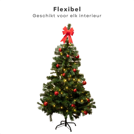 Cheqo® Kunstkerstboom Zilverspar - Kerstboom 150 cm - Veel Toppen - Duurzaam - Kunststof Voet
