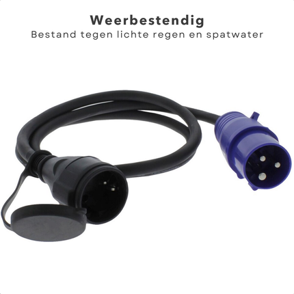 Cheqo® CEE Verloopstekker - Camping Verloop -  CEE Stekker - Adapter - 1.5m Randaarde Adapter - Spatwaterdicht voor Camping