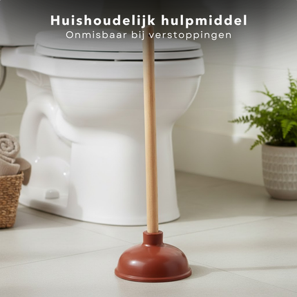 Cheqo® Ontstopper - WC Ontstopper - Toilet Ontstopper - Gootsteen Ontstopper - Afvoer Ontstopper - Plopper - Ontstopper met Steel - Rubberen Ontstopper