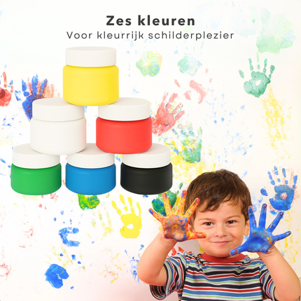 Cheqo® Vingerverf Set - Vinger Verf - Vingerverven - Kindvriendelijk - Afwasbare Verf - Uitwasbaar - 6 Stuks - Creatief Speelgoed