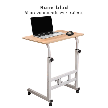 Cheqo® Cheqo® Verrijdbare Laptoptafel - Verrijdbaar Bureau - Computertafel - Laptop Standaard - Verstelbare Bedtafel - Banktafel - Bijzettafel - Laptop Tafel - Praktich