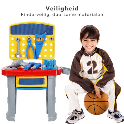 Cheqo® Interactieve Speelgoed Werkbank - Kinderwerkbank - Bouwset voor Kinderen met Gereedschap Set