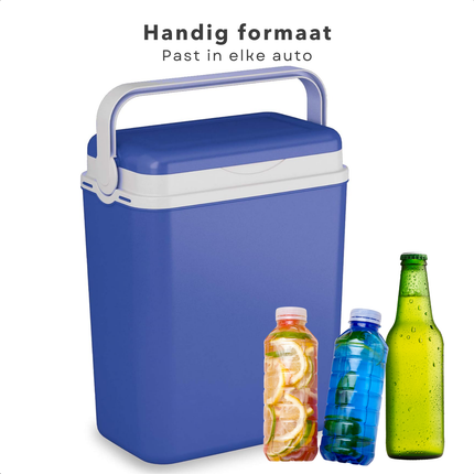 Cheqo® Koelbox - Coolbox - Frigobox - 10L - Blauw-Wit - Draagbaar - Handig Hengsel