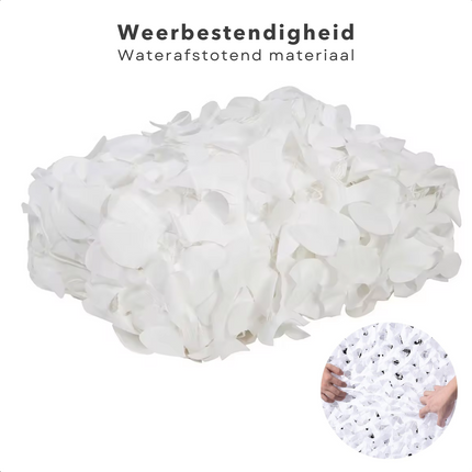 Cheqo® Schaduwdoek Camouflage - Driehoek - 360x360x360 cm - Wit - Waterdoorlatend en Windbestendig - Inclusief Scheerlijnenset - 210D Polyester - Draagzak inbegrepen - Schaduwnet - Schaduwdoeken - Zonwering - Luchtdoorlatend