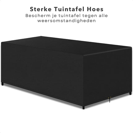 Cheqo® Waterdichte Afdekhoes voor Tuintafel - Zware Kwaliteit - Tafel Beschermhoes - 200 x 95 x H60 cm  - Incl. Opbergzak - UV Bescherming - PVC Coating - 600D Polyester - Hoge Kwaliteit - Tafelhoes Vierkant - Tuinsethoes - Tuinmeubelhoes tuinmeubelhoezen