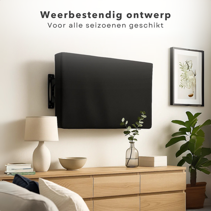 Cheqo® Tv Hoes Voor Buiten - Televisie Beschermhoes - Weerbestendige Tv Hoes - Waterafstotende Hoes - Stofwerende Tv Hoes - UV-bestendige Hoes - Tv Hoes Met Opbergvak - Polyester Tv Hoes - Universele Tv Hoes - Tv Hoes Voor Muurbeugel