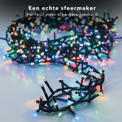 Cheqo® LED-Verlichting 192 LED's - Multicolor - Op Batterijen - 14,5 meter - Feestverlichting - Kerstverlichting - Tuinverlichting - Buitenverlichting - Gekleurde Kerstverlichting - Voor Binnen en Buiten Kerstboomverlichting