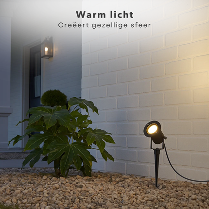 Cheqo® LED Prikspot - Spikespot - Warm Wit - Zwart Metaal - Buitenverlichting - Tuinspot - Energiezuinig - Padverlichting - Tuinverlichting - Tuinlamp - Priklamp - Tuin Spot - Tuinverlichting
