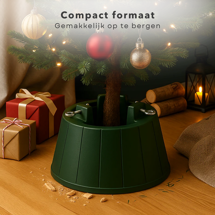 Cheqo® Kerstboomstandaard - Kerstboomvoet - Stabiele Kerstboomstandaard - Kerstboomstandaard Kunststof - Kerstboomstandaard Tot 2,6 Meter - Stevige Constructie - Kerstboomstandaard Zonder Gereedschap - Kerstboomstandaard Stamdiameter 35-130 mm