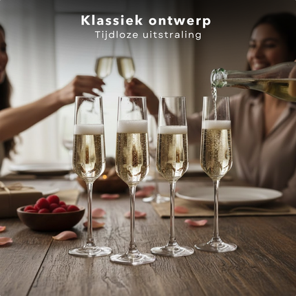 Cheqo® Champagneglazen - Champagne Glazen - Champagneglas - Champagne Flutes - Champagne Flute Glazen - Champagnefluiten - Flute Glazen - Fluitglas - Fluitglazen - Prosecco Glazen - Cava Glazen