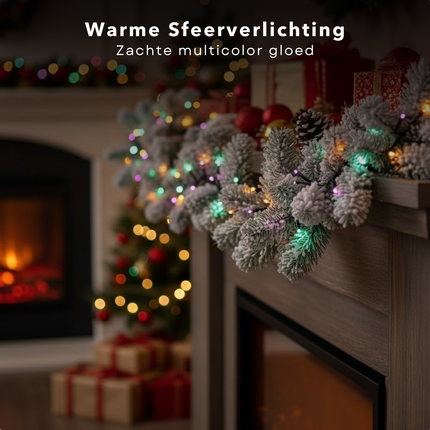 Cheqo® Kerstlampjes - Kerstverlichting - 120 Led - 9 Meter Lengte - LED Verlichting - Kerstboomverlichting - Multicolor Licht - Veelkleurig - 8 Lichtfuncties - Geheugenfunctie - Timer Functie - Binnen En Buiten - IP44