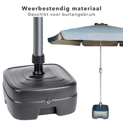 Cheqo® Parasolvoet Antraciet - Parasolhouder - Vulbaar - Verrijdbaar - 50L - Kunststof - Zware Basis