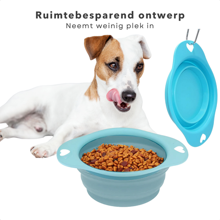 Cheqo® Opvouwbare Voerbak - Voerbak Onderweg - Drinkbak Opvouwbaar - Draagbare Voerbak - Siliconen Hondenvoerbak - Compact en Draagbaar - Ideaal voor Reizen