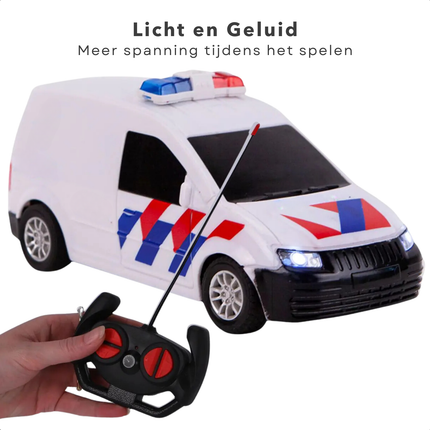 Cheqo® RC Politieauto Met Licht - Politie Auto Speelgoed - Politie Speelgoed met Licht en Geluid - Speelgoedauto met Afstandsbediening- Interactief Kinderspeelgoed