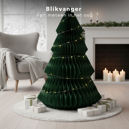 Cheqo® Papieren Kerstboom - Decoratieve Kerstboom - Groene Kerstboom - Duurzame Kerstdecoratie - Vouwbare Kerstboom - Kerstboom Design - Grote Kerstboom - Kerstboom Voor Binnen - Kerstboom