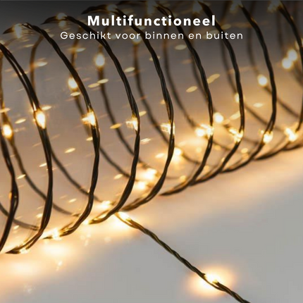 Cheqo® LED Verlichting 240 LED - 18 meter - Extra Warm Wit - Flexibel Snoer - Voor Binnen en Buiten - 8 Lichtfuncties - Energiezuinig - IP44 - Kerstverlichting voor Kerstbomen - Vensterbanken - Tuinhagen - Sfeerverlichting - Lichtsnoer Kerstboomverlichting