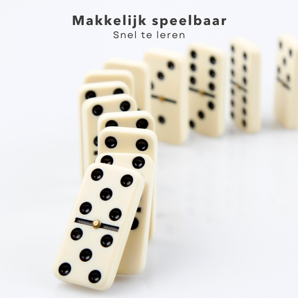 Cheqo® Domino Spel Dubbel - Houten Kistje - Educatief Spel - Voor Kinderen en Volwassenen - Handig Opbergbakje