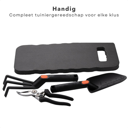 Cheqo® Complete Tuingereedschap Set - Schepje - Klauw - Snoeischaar - Kniemat - 4-delige Set - Tuingereedschapset - Tuinbenodigdheden - Tuinieren - Plantjes Planten - Lichtgewicht - Voor Tuinliefhebbers Tuingereedschapset