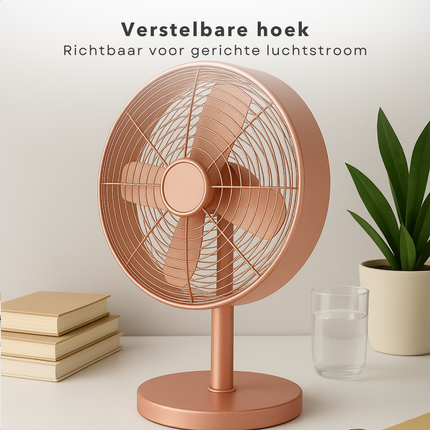 Cheqo® Tafelventilator - Tafel Ventilator - Bureau Ventilator - 30cm - 3 Snelheden - Oscillerend - Rosé