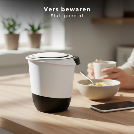 Cheqo® Mengkom met Deksel - Beslagkom met Deksel - Mengkom - Beslagkom - Roerkom - Mixkom - Mengschaal - Roerkom met Deksel - Mixkom met Deksel - Beslagkom Kunststof - Mengkom Kunststof - Witte Mengkom met Deksel