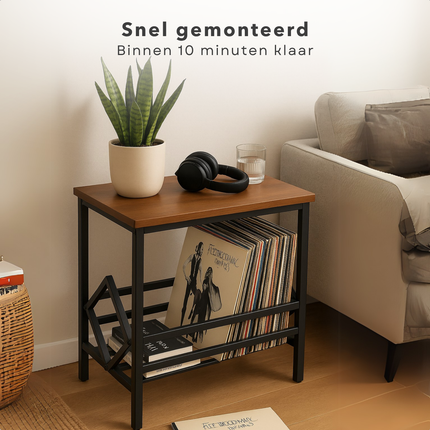 Cheqo® LP Opbergsysteem - Bijzet Tafel - Vinyl Houder - Platenrek - Platenhouder - Bijzettafel - Platenkast - Platenstandaard LP Rek - Platenspeler Meubel - Metaal MDF
