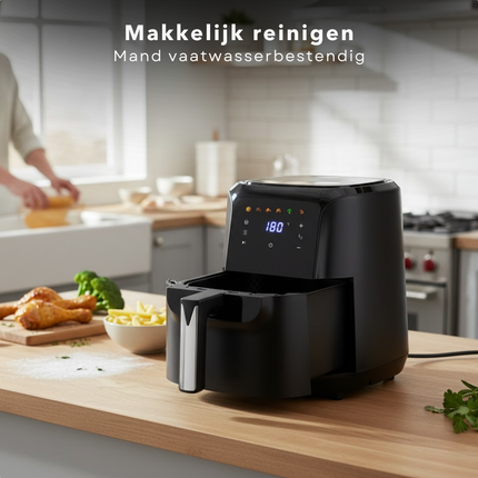 Cheqo® Airfryer - Hetelucht Friteuse - 6 Liter - Snelle Bereiding - Air Fryer - Hetelucht Oven - Timerfunctie - Hete Lucht Friteuse