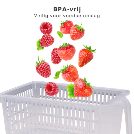 Cheqo® Keukenkast Organizer - Keuken Organizer - Koelkast Organizer - Transparant - Handige Opbergmand - Mand