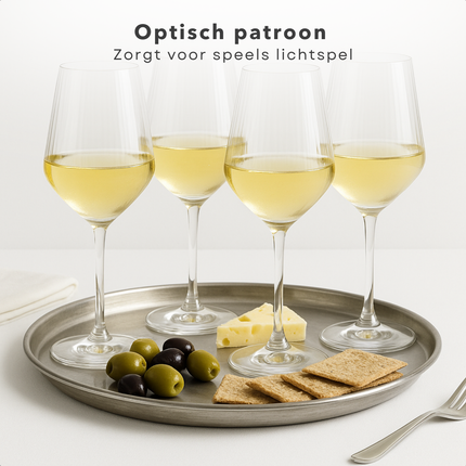 Cheqo® Witte Wijnglazen Set - 38 cl - Elegante Glazen voor Witte Wijn - Stevige Voet - Wijnglas Set - Glas