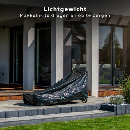 Cheqo® Weerbestendige Tuinmeubelhoes voor Ligstoel - Beschermhoes voor Buitenligstoel - 202x67x74 cm -Afdekhoes - Beschermhoes Tuinset - Tuinsetbescherming - Waterdicht - UV Bestendig - Extra Sterk - Elastische Zoom tuinmeubelhoezen