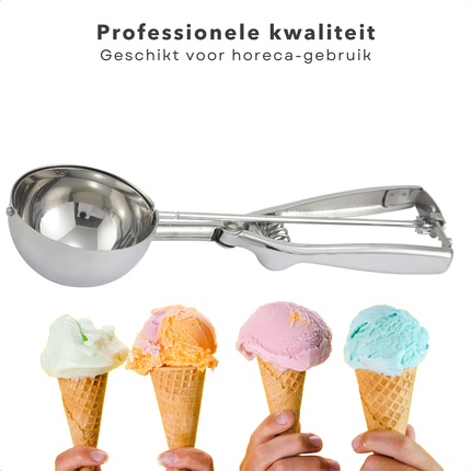 Cheqo® IJsbollepel - Ijsschep - Portioneerlepel - Oliebollenlepel - RVS - Professionele IJslepel - Roestvrij Staal Keukenhulp