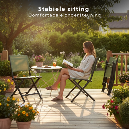 Cheqo® Vouwstoel - Klapstoel - Opvouwbare Stoel - Inklapbare Stoel - Campingstoel - Kampeerstoel - Strandstoel - Festival Stoel - Tuinstoel Opvouwbaar - Tuinstoel Inklapbaar - Groene Vouwstoel