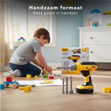 Cheqo® Speelgoed Schroefmachine - Schroefmachine Met Licht - Schroefmachine Met Geluid - ABS Materiaal - Werkt Op Batterijen - Met 4 Bits - Kindergereedschap - Doe-Het-Zelf Speelgoed - Educatief Speelgoed