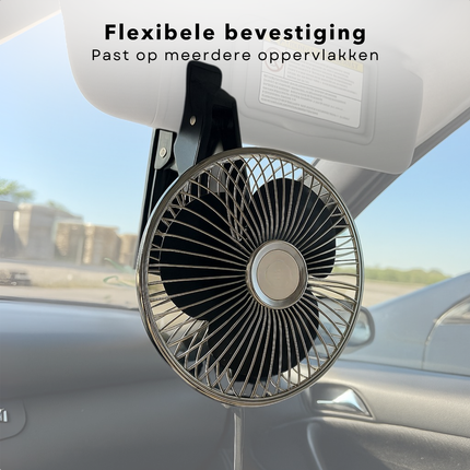 Cheqo® Clip Mini Ventilator - Portable Ventilator - Fan - 24V - Zwart - Voor Auto en Vrachtwagen