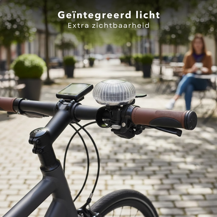 Cheqo® Fietsbel - Fietsbel met Licht - Fietsbel met Lampje - Fietsbel met LED Verlichting - Fietsbel LED - Fietsbel Universeel - Zwarte Fietsbel - Transparante Fietsbel - Fietsbel voor Kinderen - Fietsbel voor Volwassenen