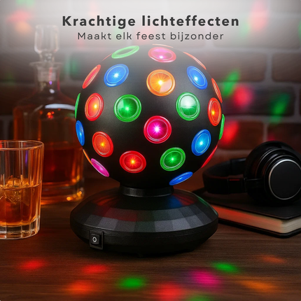 Cheqo® LED Disco Bal - Disco Bal - Feestverlichting - Disco Licht - Party Light - Gekleurde Lichteffecten - Voor Kinderen En Volwassenen - Eenvoudig In Gebruik - Compacte Formaat - Levendige Dansvloer - Urenlang Plezier