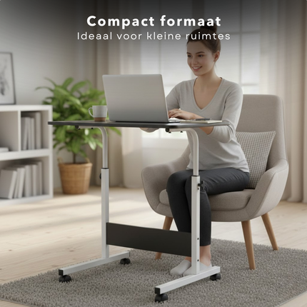 Cheqo® Bedtafel Op Wielen - Verrijdbare Bedtafel - Laptoptafel Op Wielen - Verrijdbare Laptoptafel - Overbed Tafel - Tafel Voor Over Bed - Bedtafeltje Met Wielen - Laptoptafel Bed - Bedtafel Laptop