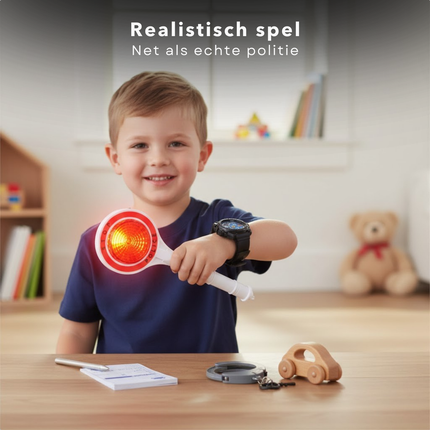 Cheqo® Politie Speelset - Politie Rollenspel Set - Politie Accessoires Speelgoed - Politie Handboeien Speelgoed - Speelgoed Handboeien met Sleutel - Politie Stopsignaal Speelgoed - Politie Horloge Speelgoed - Politie Bonnenboekje Speelgoed