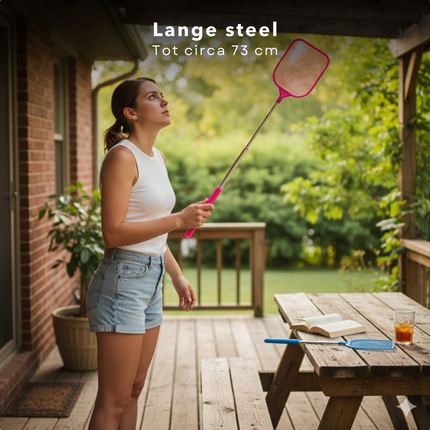 Cheqo® Uitschuifbare Vliegenmepper - Telescopische Vliegenmepper - Vliegenmepper met Telescoopsteel - Lange Vliegenmepper - XL Vliegenmepper - Vliegenmeppers