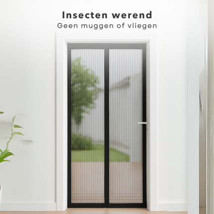 Cheqo® Magnetische Insectenhor Deur - Deurgordijn - Deurhor - Vliegengordijn met Automatische Sluiting - 220x100 cm - Polyester