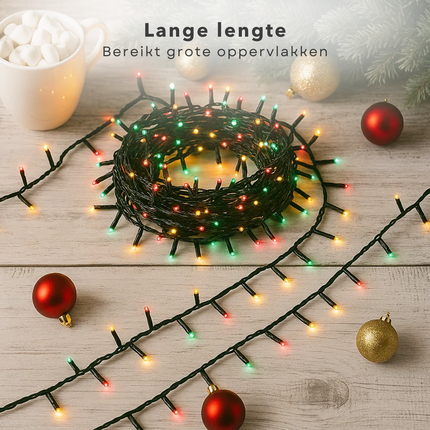Cheqo® LED Kerstverlichting - Kerstlampjes - Kerstboomverlichting 480 LED - 36 Meter - Kerstverlichting - Multicolor - 8 Lichtfuncties - Binnen en Buiten - Lichtsnoer - Veelkleurig - Energiezuinig - IP44 Adapter - Timer Functie - Geheugenfunctie
