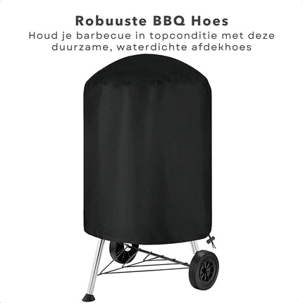 Cheqo® Waterdichte Afdekhoes voor Barbecue - Zware Kwaliteit - UV-Bestendig - Bescherming tegen Regen en Vuil - 70 x 80 cm - 600D Polyester - PVC Coating - Zwart - Opberghoes - BBQ Accessoires - BBQ Hoes - Lange Levensduur - Voor Ronde Barbecue Barbecuehoezen